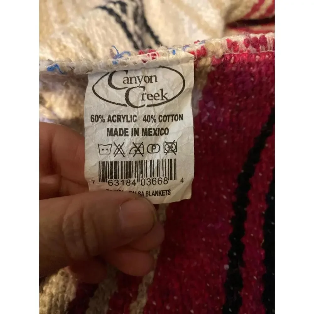 Falsa Serape ONW-Magenta West Southwest Southwestern Mexican Blanket Afghan